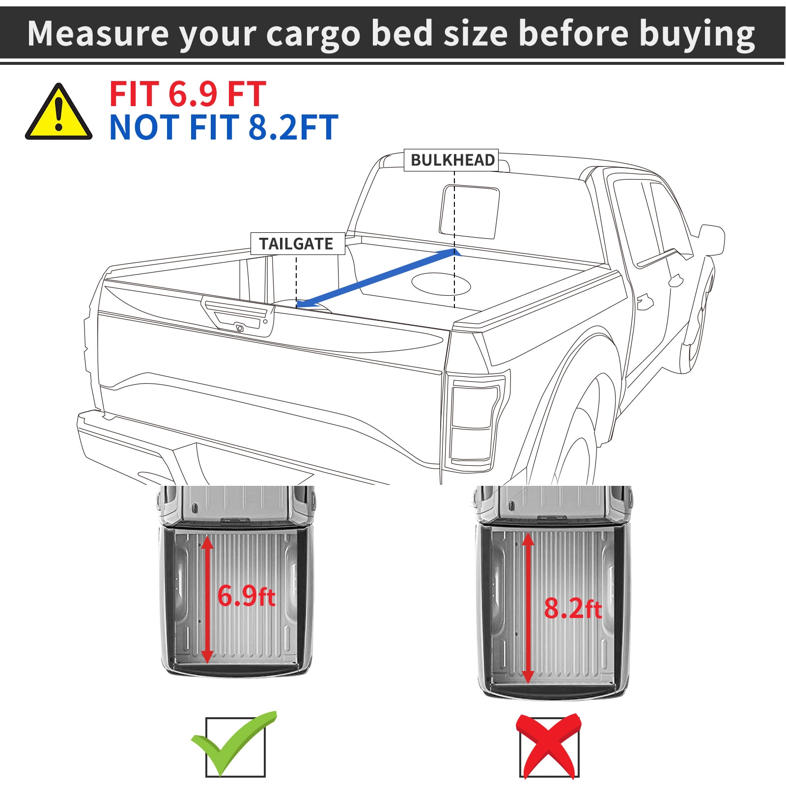 Side view of OEDRO Soft Roll Up Truck Bed Tonneau Cover fit for 2020-2026 Chevy Silverado/GMC Sierra 2500 3500HD, Fleetside 6.9ft Bed Without Multi flex Tailgate
