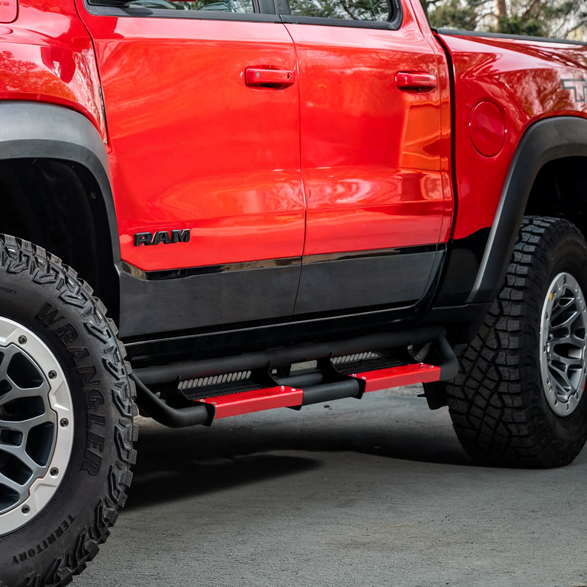 Side view of OEDRO® Running Boards for 2019-2026 Dodge Ram 1500 Crew Cab New Body (NOT for Classic ) Bolt-on Side Steps