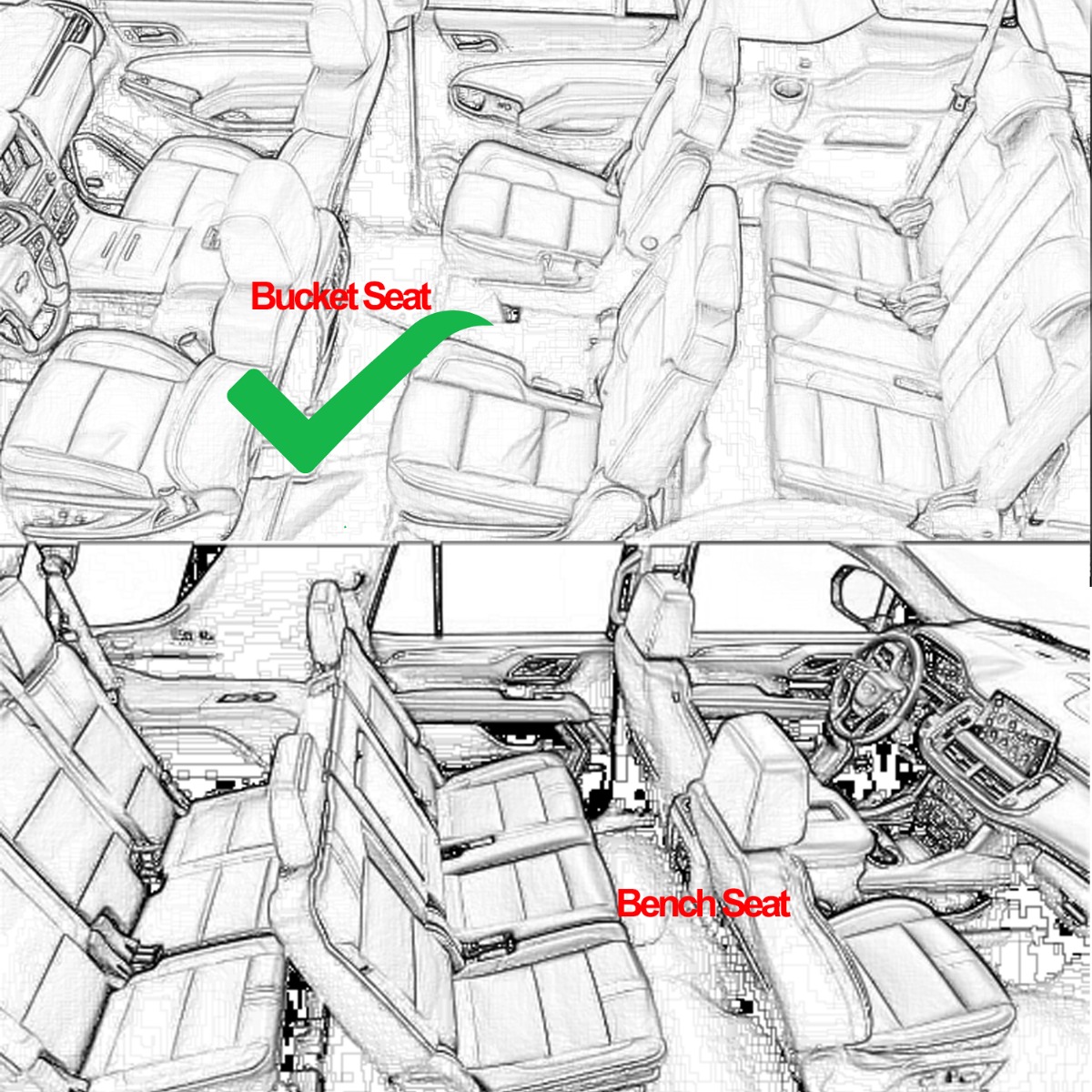 Side view of OEDRO Floor Mats & Cargo Liner for 2021-2025 Chevy Tahoe/GMC Yukon TPE All-Weather Floor Mat Liners Only for Bucket Seats