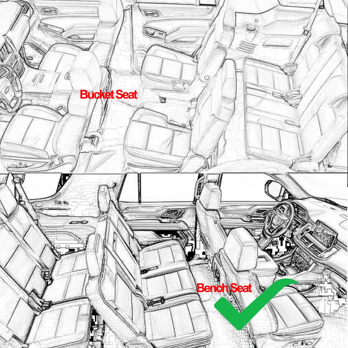 Side view of OEDRO 3 Row Floor Mats for 2021-2025 Chevy Tahoe/ GMC Yukon/ Cadillac Escalade