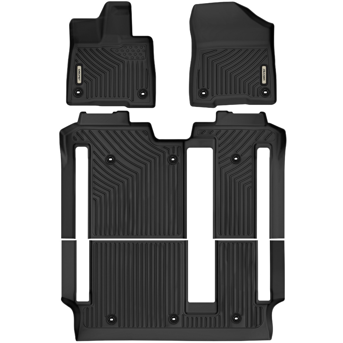Side view of OEDRO Floor Mats Liners & Carpet Mat All-Weather for Toyota Sienna 2021-2025 (Only for 8 Seat) 1st, 2nd and 3rd Row Floor Liners