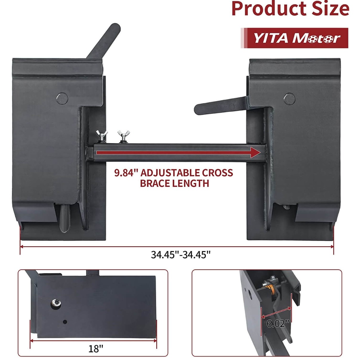 Side view of YITAMOTOR® Quick Attach Adapter Skid Steer Attachment Universal Skid Steer Quick Tach Conversion Adapter Plate Compatible for Kubota Bobcat