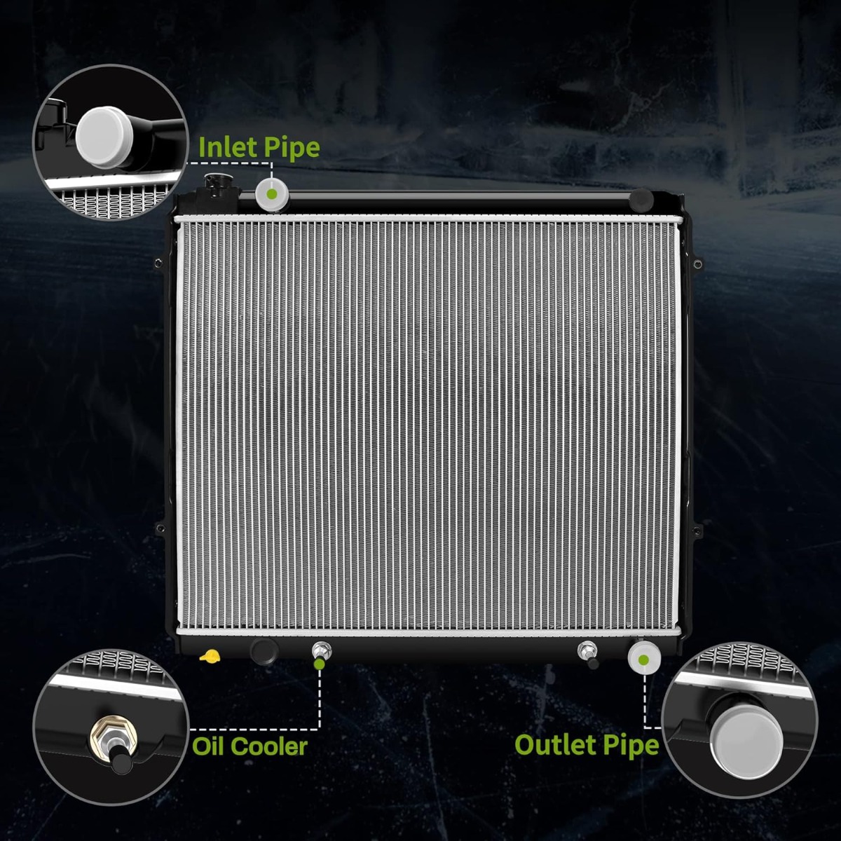 Side view of YITAMOTOR® Radiator Compatible with 2000 2001 2002 2003 2004 2005 2006 Tundra 4.7L V8 ATRD1058 (not including Crew Cab)