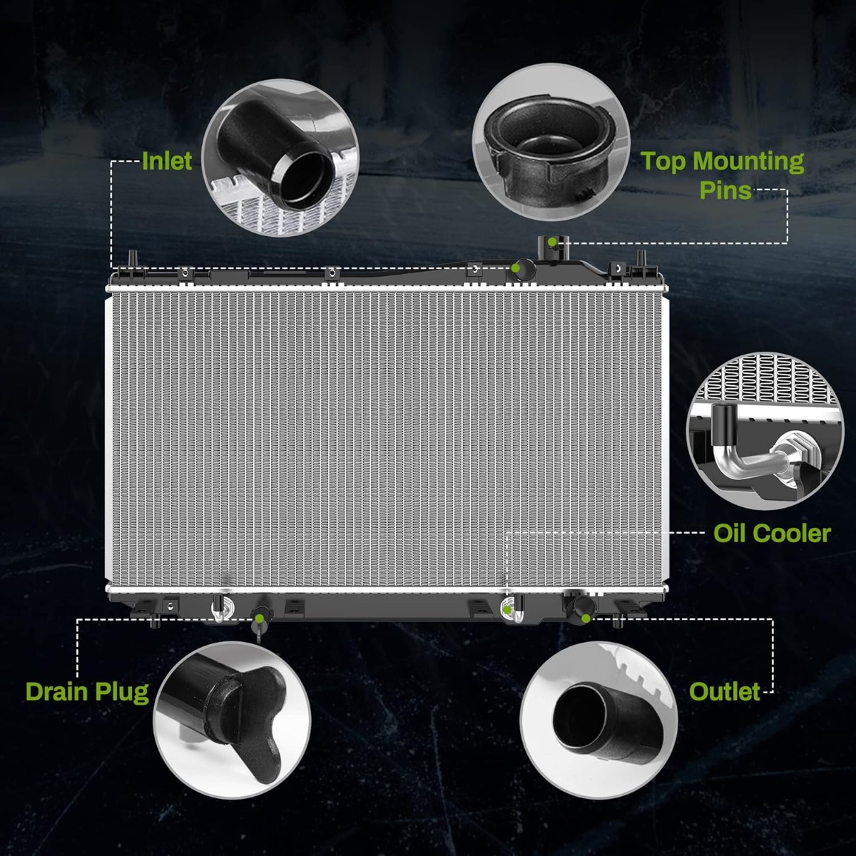 Side view of YITAMOTOR® Radiator Compatible with Honda Civic Aluminum Radiator ENG D17‎A1/A2/A6/A7