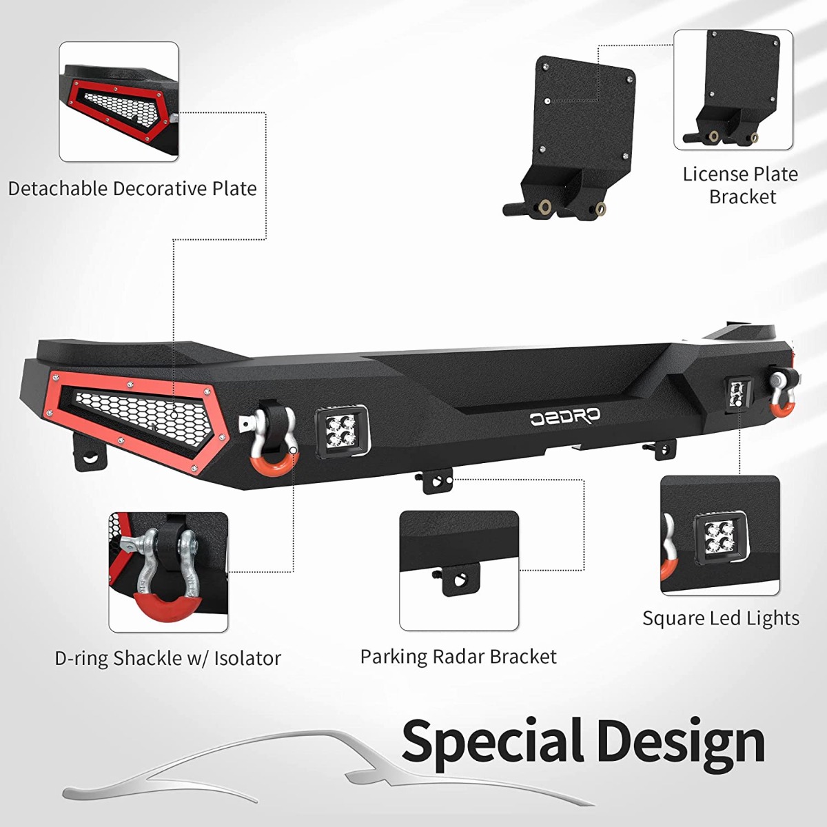 Side view of Rear Bumper for 2021-2025 Ford Bronco | Off Road Full-Width Bumper