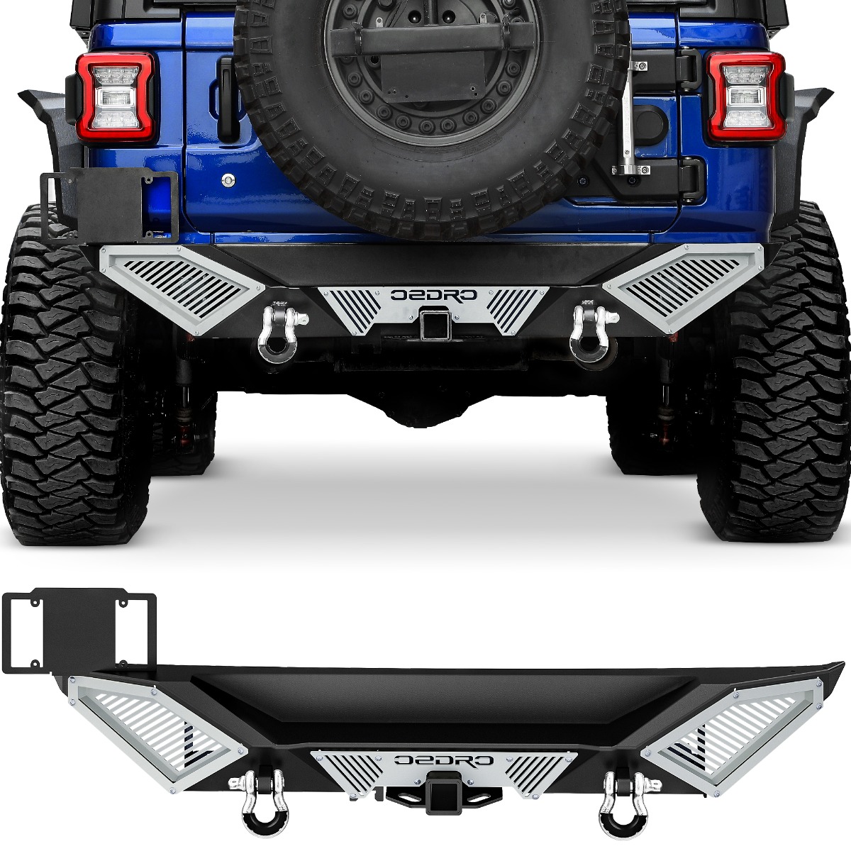 OEDRO Premium Rear Bumper for 2018-2025 Jeep Wrangler JL & JLU (2/4 Door) | Heavy-Duty Steel Design with 2