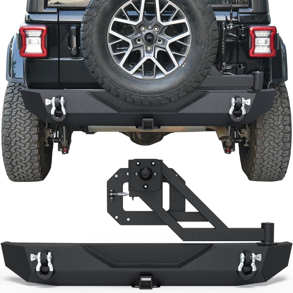 YITAMOTOR® Rear Bumper with Tire Carrier Compatible for 2018-2025 Jeep Wrangler JL & Unlimited JLU (2/4 Doors)