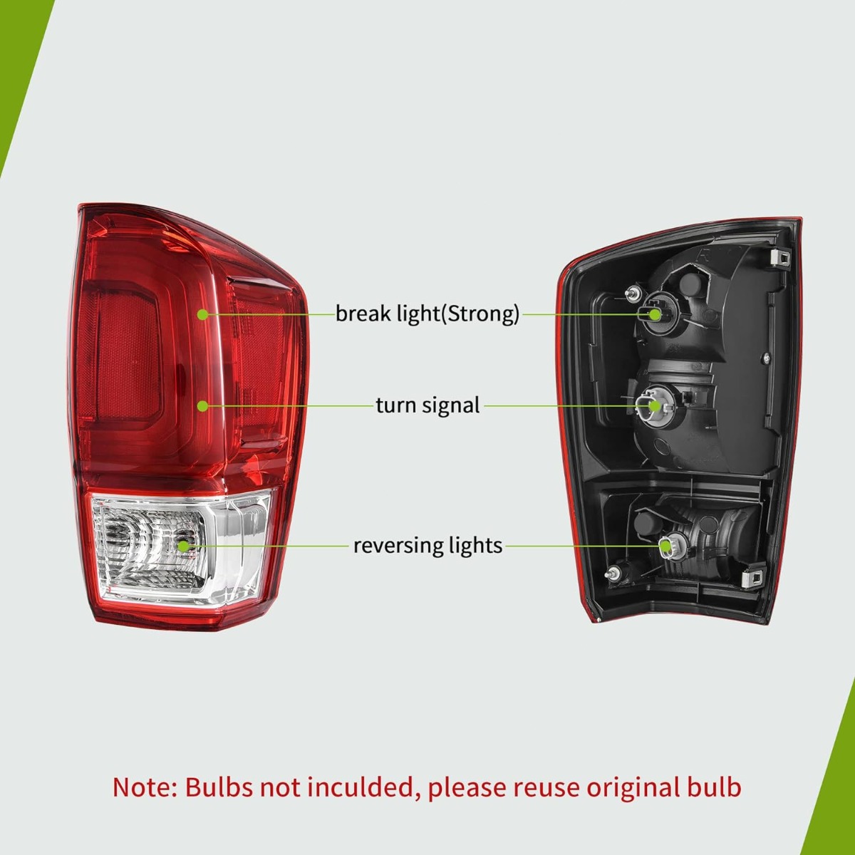 Side view of YITAMOTOR® Rear Taillight Tail Lamp Brake Lamp Compatible With 2016-2022 Tacoma OE Replacement - Passenger and Driver Side(Left and Right)