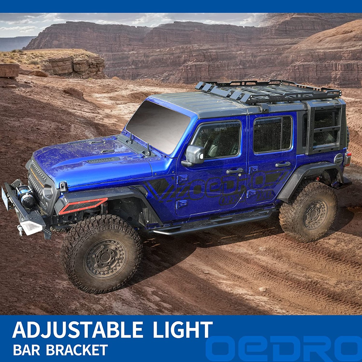 Side view of OEDRO Running Boards for 2018-2026 Jeep Wrangler JL & Unlimited 4-Door | Textured Black Side Step Rails Nerf Bars