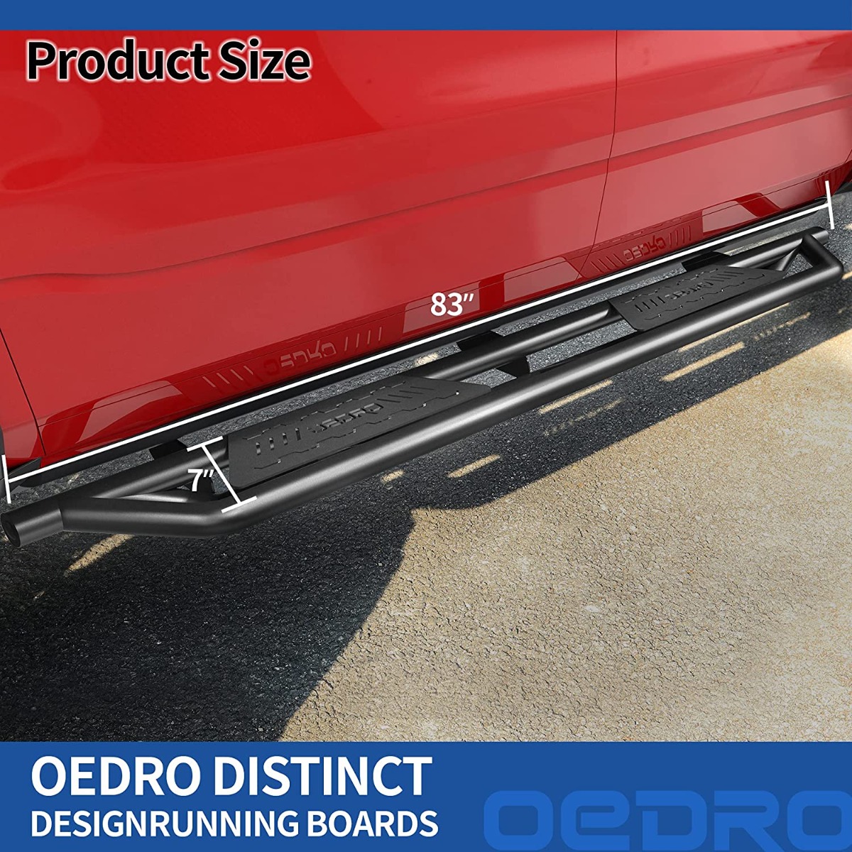 Side view of OEDRO Running Boards for 2019-2025 Silverado/Sierra 1500 2500 HD 3500 HD Crew Cab