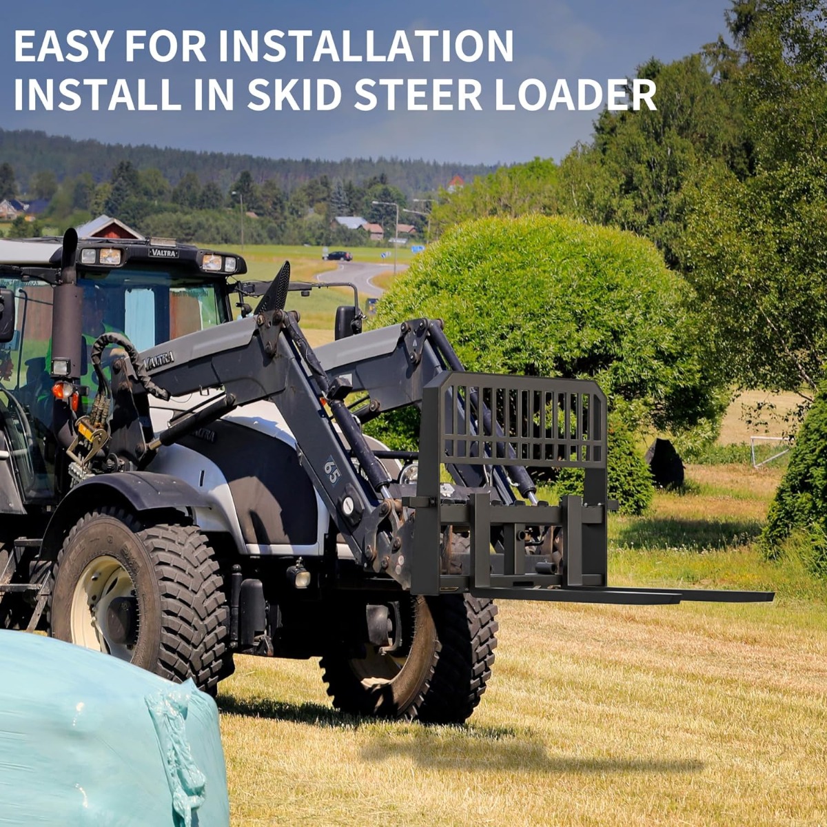 Side view of YITAMOTOR® 45" Pallet Forks Frame Attachment, 4000 lbs Capacity with 2 Inch Receiver Hitch & Spear Sleeves for Kubota Bobcat Skid Steer Loaders Tracto