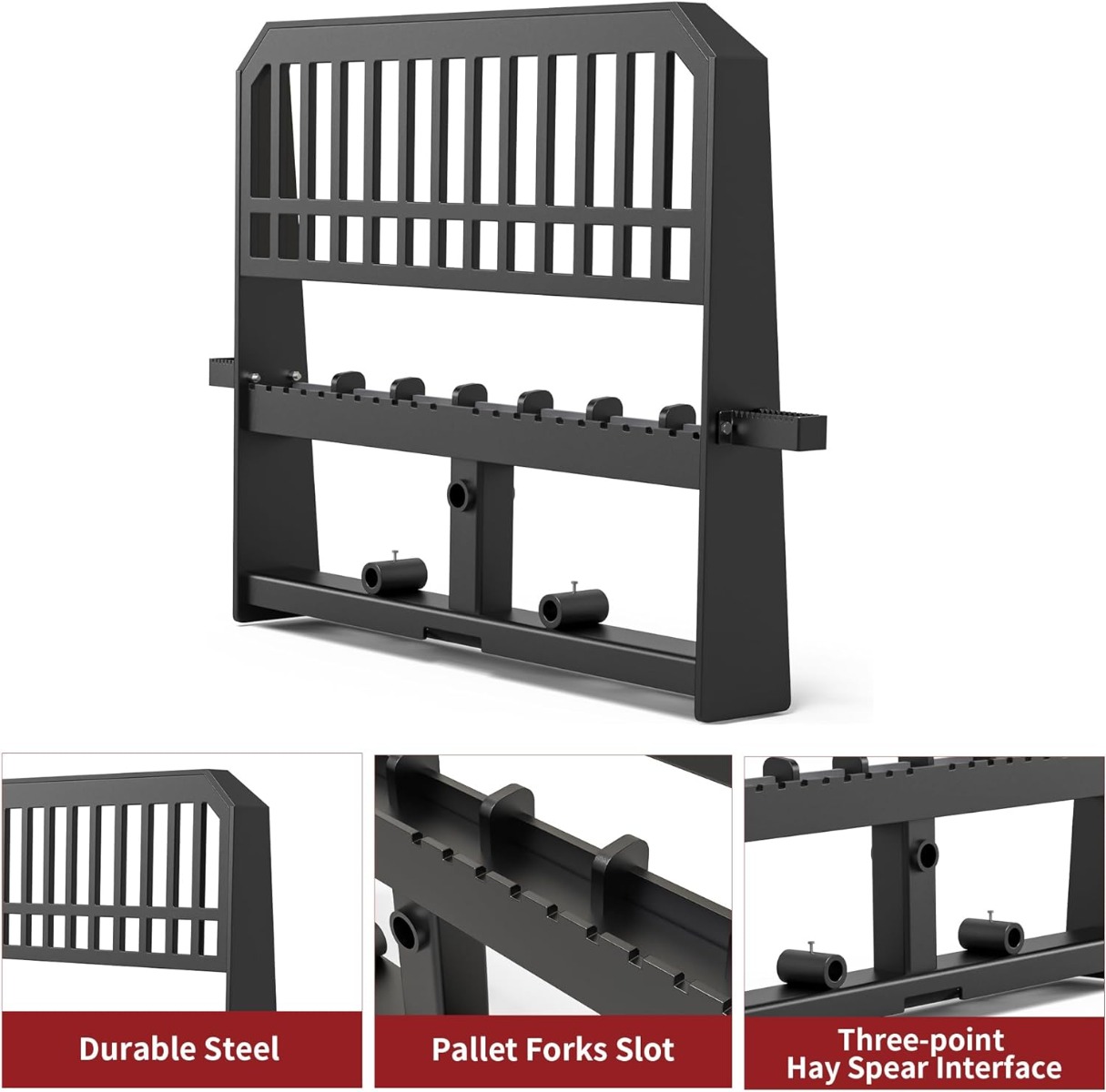 Side view of YITAMOTOR® 45" Pallet Forks Frame Attachment, 4000 lbs Capacity with 2 Inch Receiver Hitch & Spear Sleeves for Kubota Bobcat Skid Steer Loaders Tracto