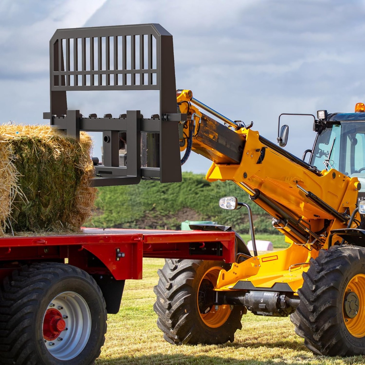Side view of YITAMOTOR® 45" Pallet Forks Frame Attachment, 4000 lbs Capacity with 2 Inch Receiver Hitch & Spear Sleeves for Kubota Bobcat Skid Steer Loaders Tracto