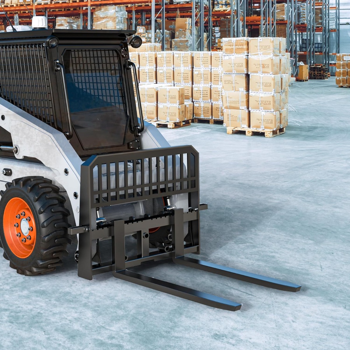 Side view of YITAMOTOR® 45" Pallet Forks Frame Attachment, 4000 lbs Capacity with 2 Inch Receiver Hitch & Spear Sleeves for Kubota Bobcat Skid Steer Loaders Tracto