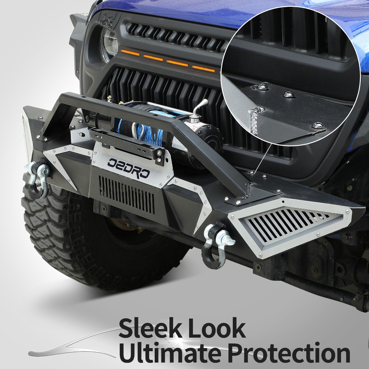 Side view of 2018-2025 Jeep Wrangler JL/2020-2025 Gladiator JT Front Bumper