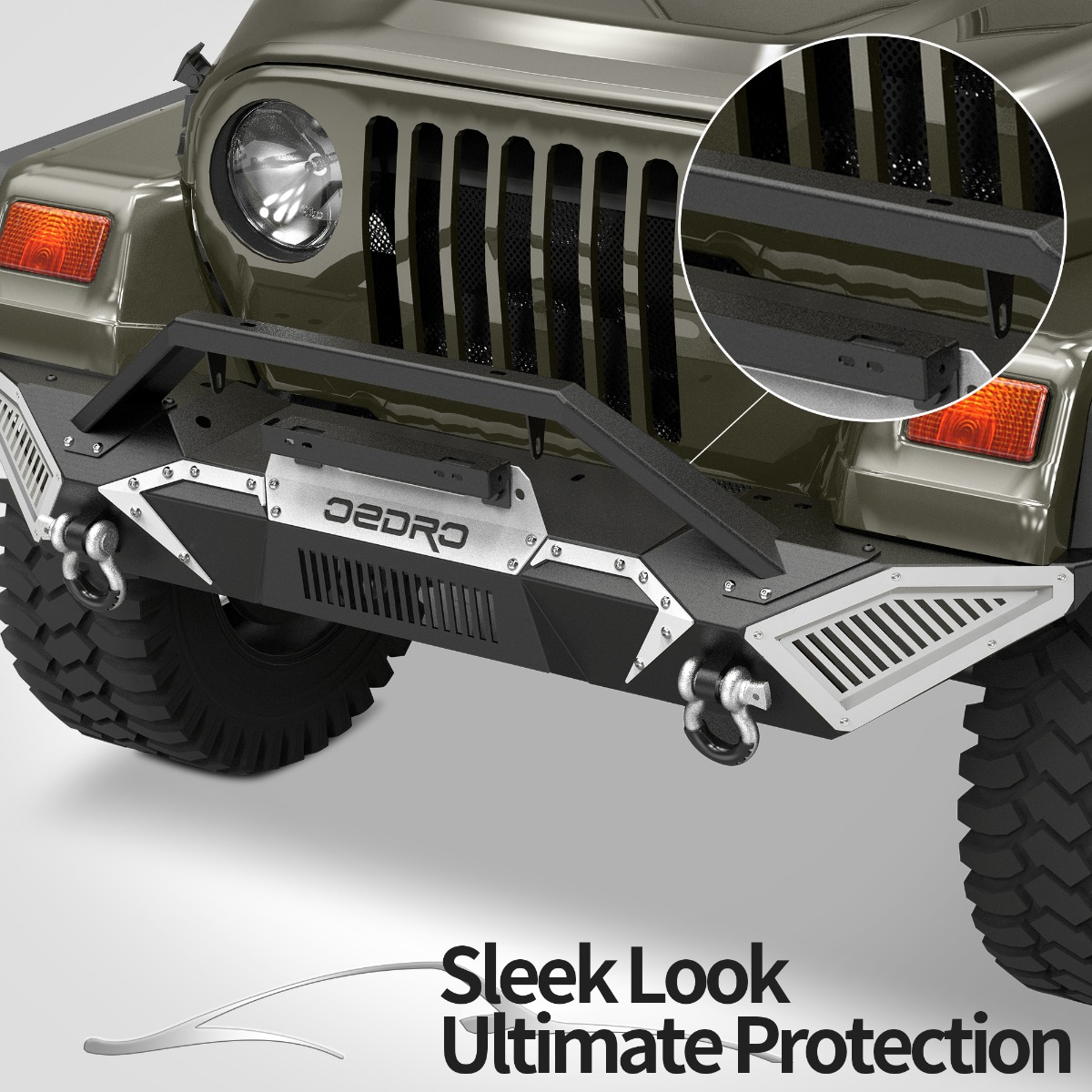 Side view of 1997-2006 Jeep Wrangler TJ LJ Front Bumper | OEDRO®