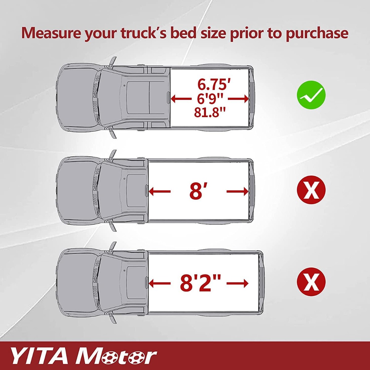 Side view of YITAMOTOR® Soft Quad Fold 1999-2016 Ford F-250 F-350 Super Duty, Styleside 6.75 ft Bed Truck Bed Tonneau Cover