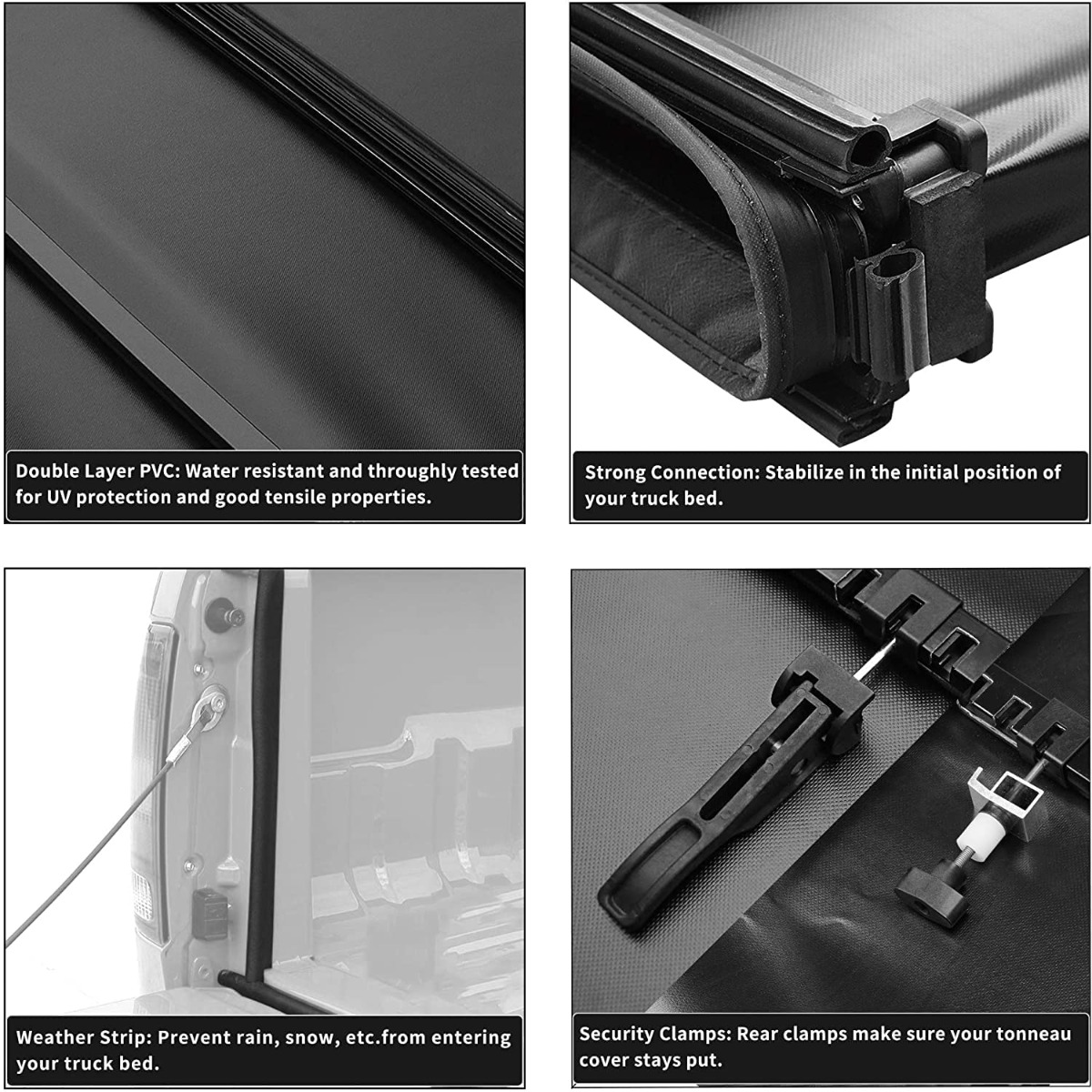 Side view of OEDRO 4.5FT Soft Tri-fold Truck Bed Tonneau Cover Compatible with 2022-2026 Ford Maverick, Styleside 4.5 Feet Bed