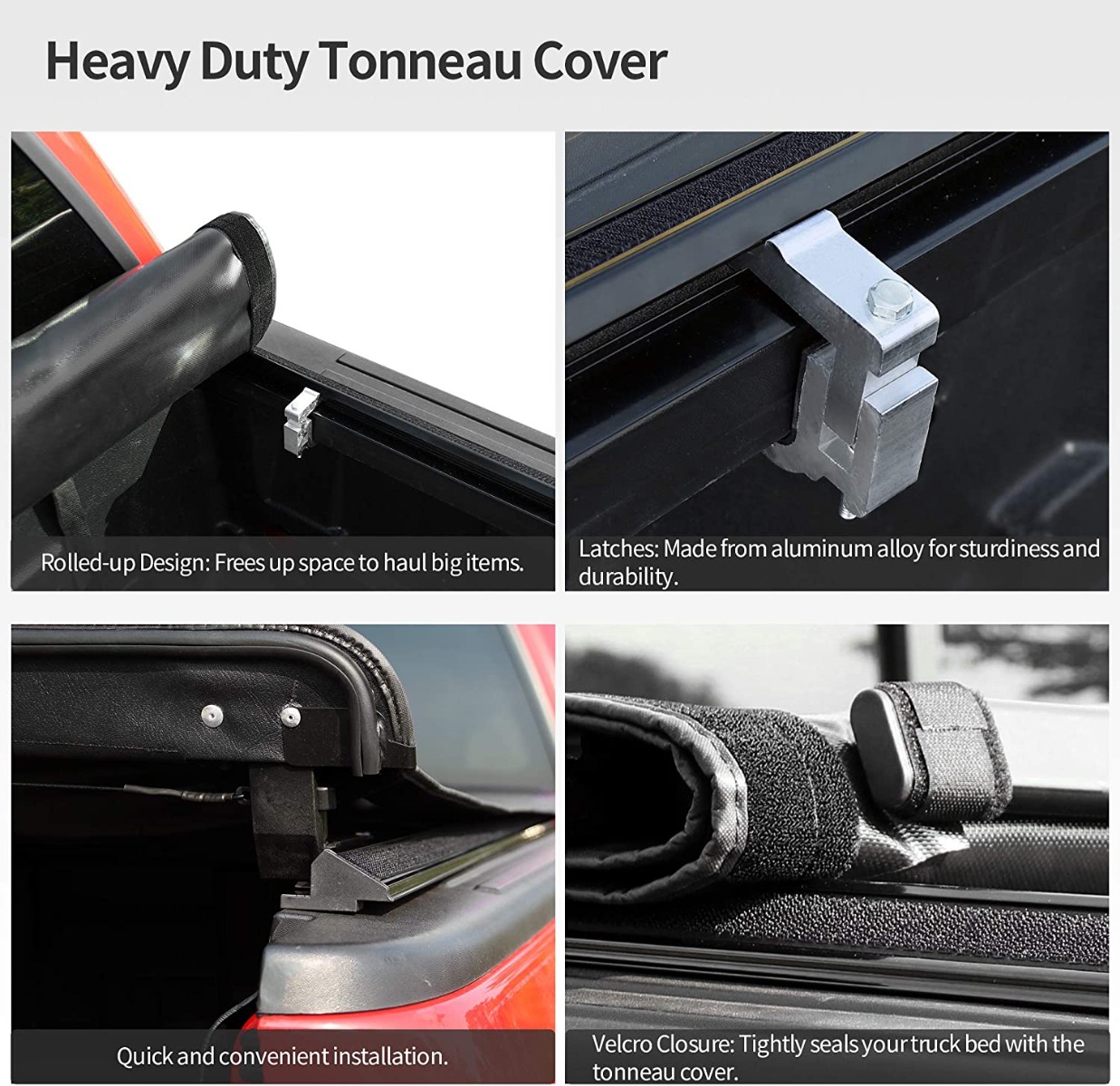 Side view of OEDRO 5ft Soft Roll-Up Tonneau Cover for 2020-2026 Jeep Gladiator | Lightweight, Waterproof, Easy-Install Truck Bed Protection | Sleek Design