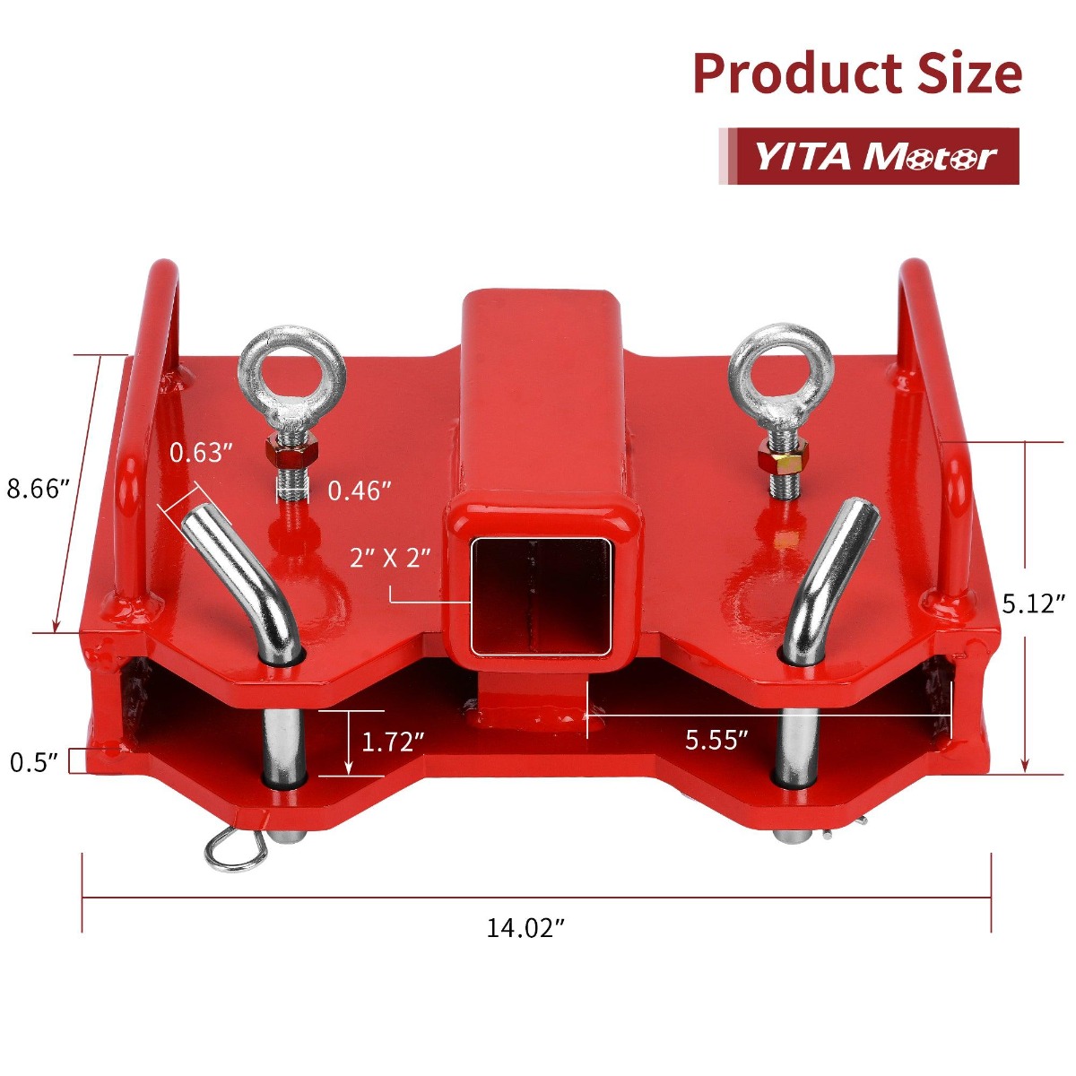 Side view of YITAMOTOR® 2" Trailer Hitch Receiver for Dual Pallet Forks Adapter Attachment