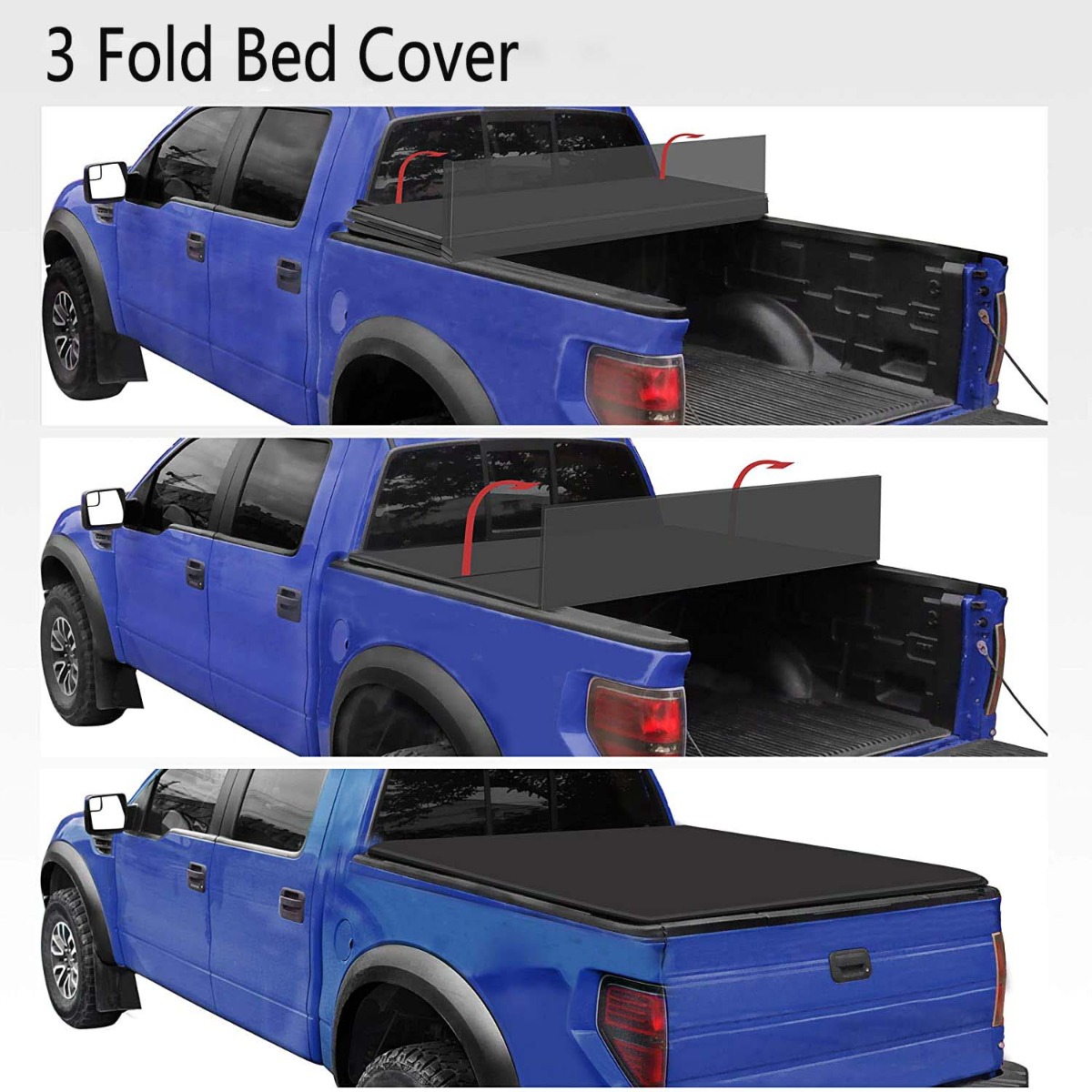 Side view of OEDRO 5.8FT Soft Tri-fold Tonneau Cover for 2007-2013 Chevy Silverado/GMC Sierra 1500 (Only fit 5.8ft Crew Cab)