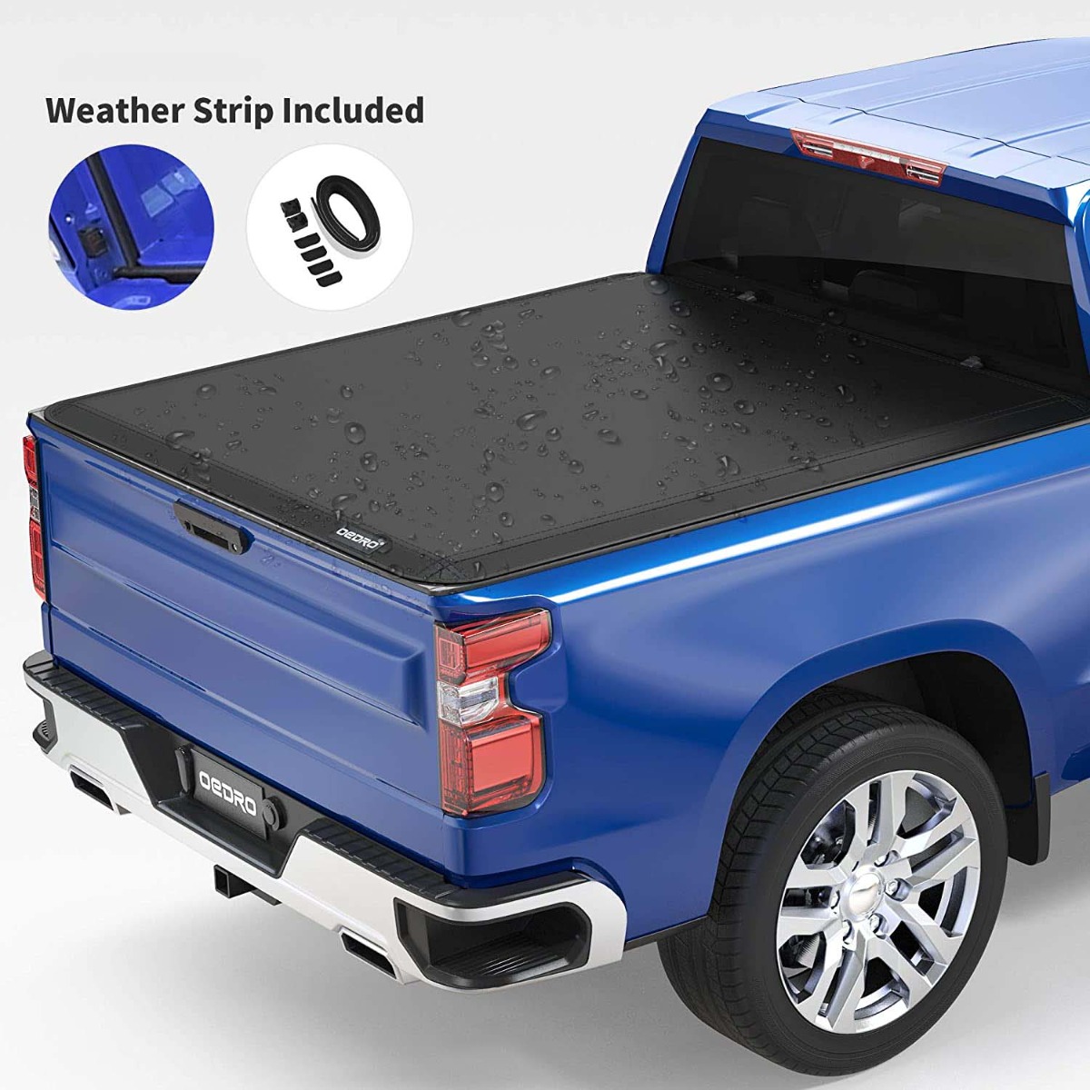 Side view of OEDRO 5.8FT Soft Tri-fold Tonneau Cover for 2007-2013 Chevy Silverado/GMC Sierra 1500 (Only fit 5.8ft Crew Cab)