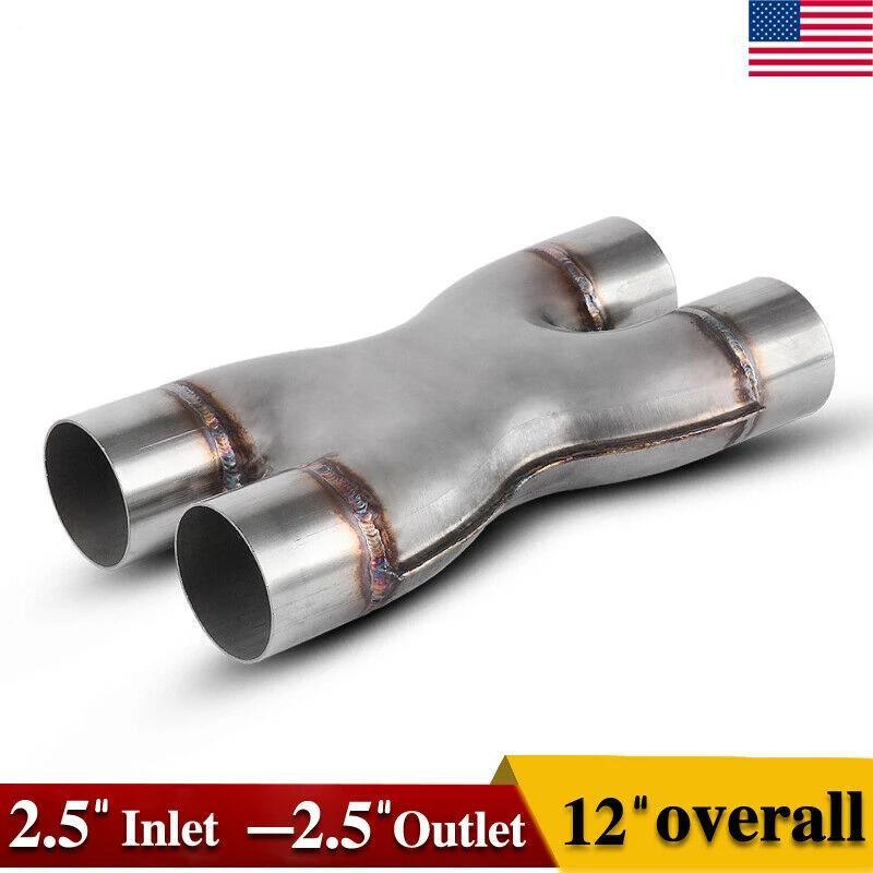 Maxport Universal X-Pipe Exhaust Tip – Dual 2.5" Inlet/Outlet – Polished Stainless Steel
